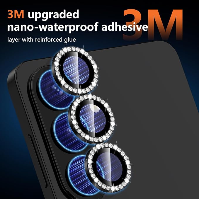 for Samsung Galaxy S26 Plus Camera Lens Protector, Individual Metal Ring Tempered Glass Lens Cover, [Strong Adsorption] Scratch Resistant Ultra-Thin HD Clear Lens Cover, 1 Set-Black Diamond - Image 4