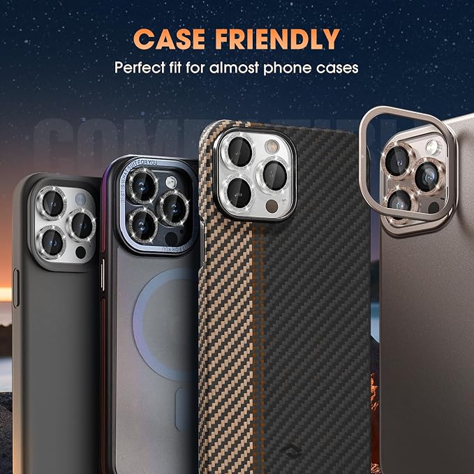 for iPhone 16 Pro/16 Pro Max Camera Lens Protector Glitter, Silver | Individual Metal, 9H Hardness, Scratch Resistant, Shockproof, Drop Protection, Case Friendly, Stylish Accessories - Image 6