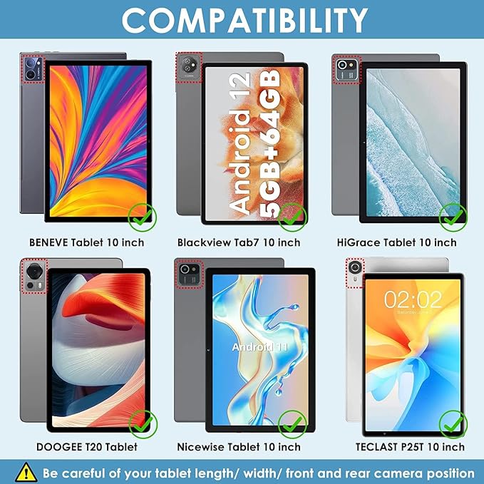 DETUOSI Universal 10.1 inch Tablet Case,Scratch Resistant | For ECOPAD ‎TH-KK12C,URAO X109,Aiprotablet C20e,Folio Leather Protective Cover,2-Angle Viewing Stand,3 Card Slots,Football - Image 9