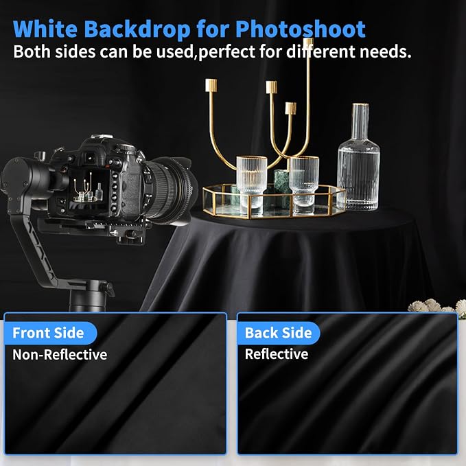 HEMMOTOP Black Photo Backdrop, 10x20ft, Large Photography Background Screen | Polyester Fabric Cloth, Non Reflective, Seamless, Drapes Well, Ideal for Photoshoot, Video Recording, Studio, Party - Image 3