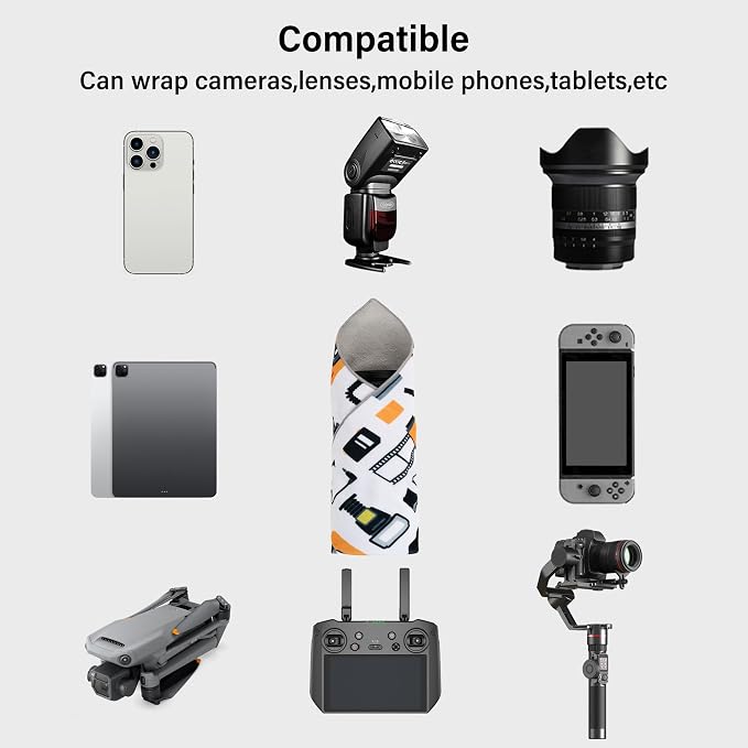 3pcs Camera wrap, Protective Wrap, Magic Self-Adhesive Cloth, Anti-scratch Lens Camera Wrap, Folding, Washable, Lens pouches, Soft cloth with a sticky for camera - Image 6