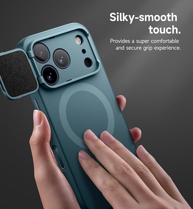 SURITCH for iPhone 17 Pro Case with Camera Control Cover, Camera Cover and Adjustable Kickstand, Compatible with MagSafe, Shockproof Bumper Protective Cases 6.3 Inch, Lake Green - Image 8