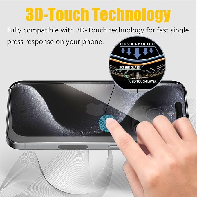 Front and Back Protector for iPhone 15 Pro Max + Camera Lens Protector | (2+2+2) 9H Hardness, Easy to Install with Alignment Tool,Case Friendly - Image 6