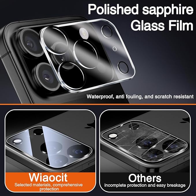 Wiaocit Tempered Glass Camera Lens Protector for iPhone 17 Pro | 3 Pack, 9H Hardness, Ultra HD, Anti-Scratch, Case Friendly - Image 2