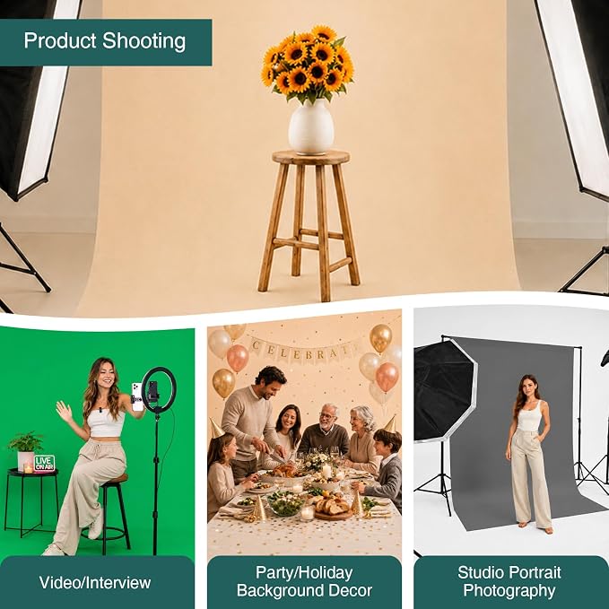 Kate 8ft×10ft Black Photography Backdrop for Studio Portraits and Video | Solid Black Cloth For Portraits, Product Photos, Videos, Streaming, Interviews, Parties And Studio Shoots - Image 6