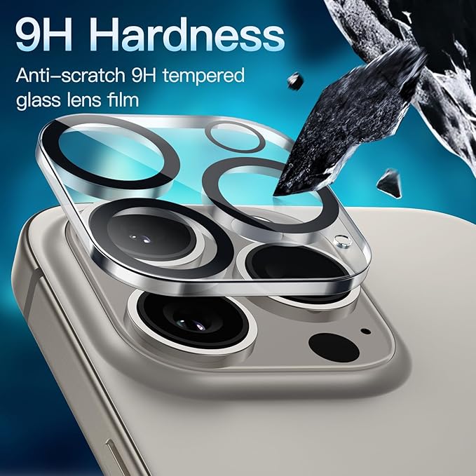 JETech Camera Lens Protector for iPhone 16 Pro/16 Pro Max, 3-Pack | 9H Tempered Glass, HD Clear, Anti-Scratch Protection, Night Shot Compatible, Case-Friendly - Image 4