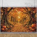 Fall Forest Photo Backdrop 7x5ft Autumn Garden Backdrop for Photography Fall Pumpkin Maple Wonderland Floral Background for Photoshoot Thanksgiving Birthday Photo Booth Props Vinyl by Leowefowa