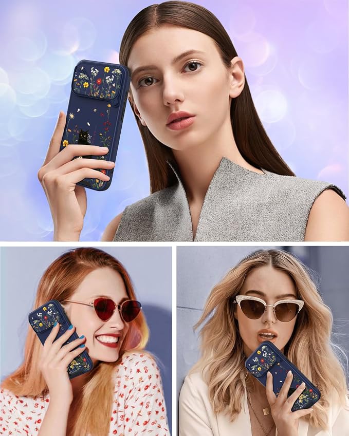 for iPhone 17 Pro Case - Women Cute Phone Cover Girly Pretty Fancy Unique Aesthetic Design Slide Camera Cover Protective Case for Apple for iPhone 17 Pro, Black Cat - Image 6