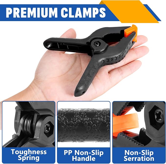 20 Pack 4.5 inch Plastic Spring Clamps, Backdrop Clips | Black Heavy Duty Clips, Woodworking Clamps, Plastic Clamps for Crafts, Backdrop Stand, Woodworking, Photography - Image 3
