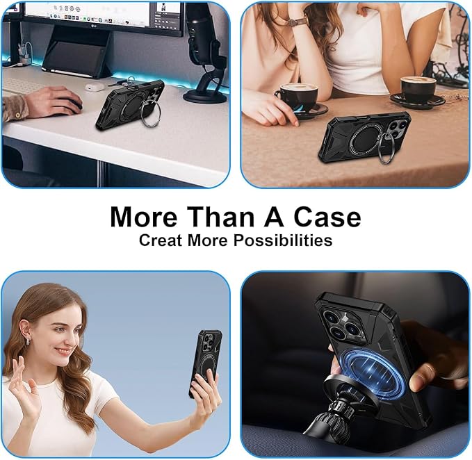 iPhone 16 Pro Max Case, Magnetic Case with 360° Ring Holder,iPhone 16 Pro Max Rotatable MagSafe Ring for iPhone 16 Pro Max Cover Grip Stand Kickstand Military-Grade Case for iPhone 16 Pro Max,6.9 inch - Image 4