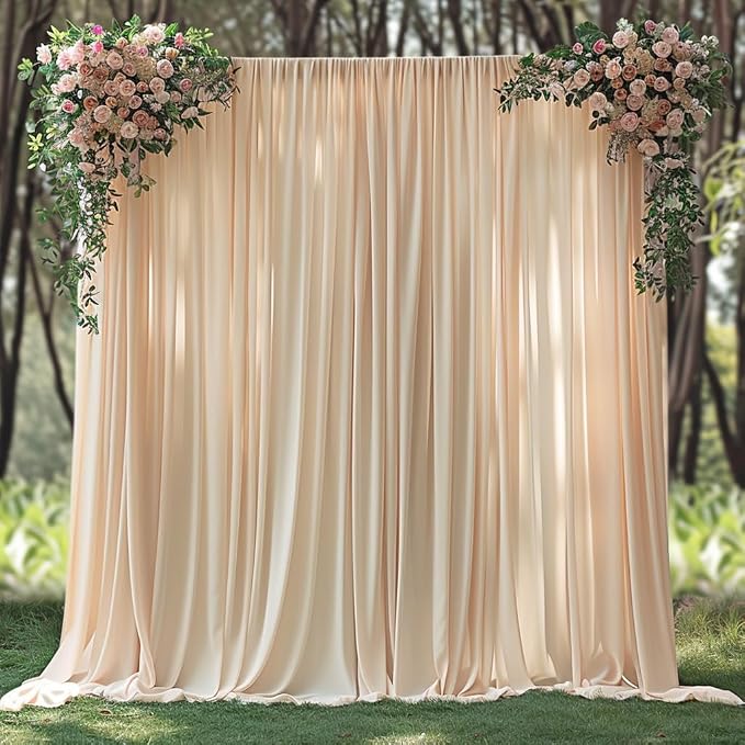 30x10ft Wrinkle Free Backdrop Curtain for Parties Soft Fabric Drapes Wedding Cream Curtain Backdrop for Birthday Party Decorations Background for Photography 5x10ft,6 Panels - Image 8