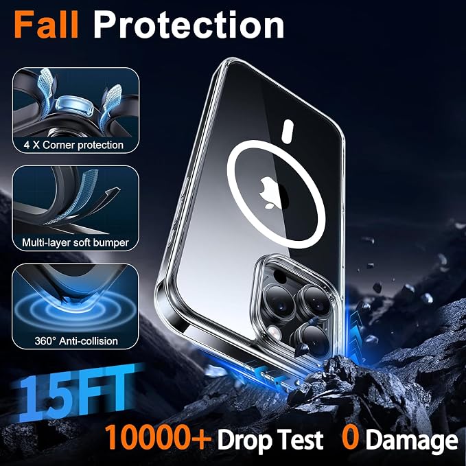 for iPhone 14 Pro Max Case Clear with Privacy Screen Protector | Full Camera Protection, Transparent Magnetic, Compatible with MagSafe, Shockproof Phone Cover, Slim Fit - Image 5