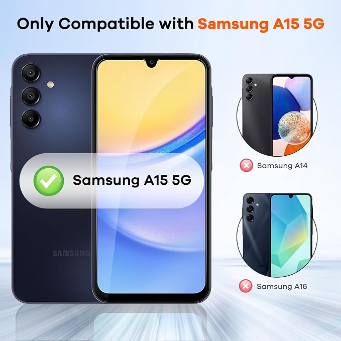 4+4 for Samsung Galaxy A15 5G Screen Protector Camera Lens Protector | 9H Tempered Glass Cell Phone Protector - Image 2