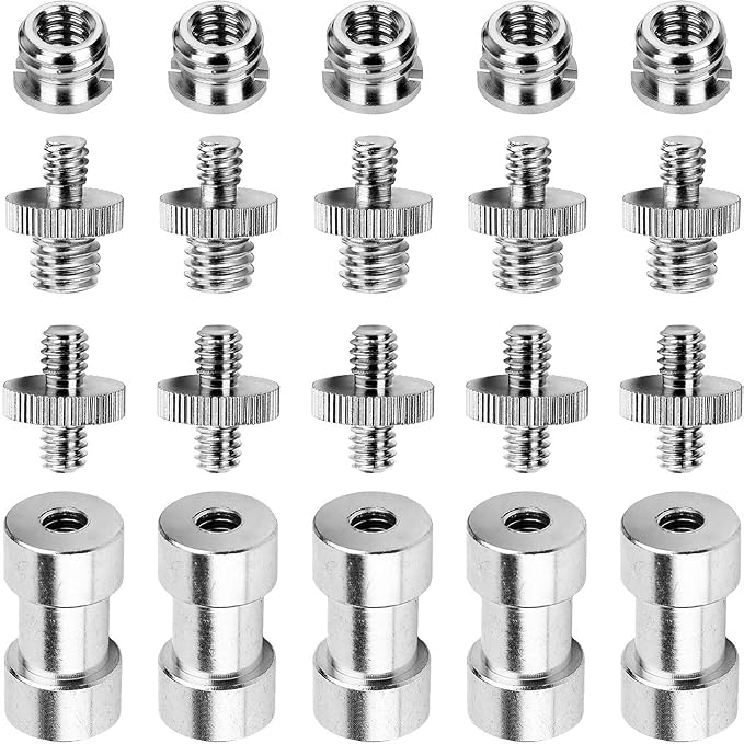 Anwenk 1/4 to 3/8 Screw Adapter Converter Threaded Screws Adapter Spigot Screw Mount Set for Camera Tripod Monopod Ballhead Flash Light Stand Shoulder Rig - Image 6