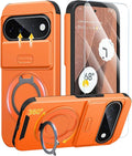 JAME for Google Pixel 10 Pro XL/11 Pro XL Case, Stand & Slide Camera Cover | Ring Holder Kickstand, Screen Protectors, Dual-Layer Shockproof Protective, Magnetic Accessory Friendly Phone Case, Orange by JAME