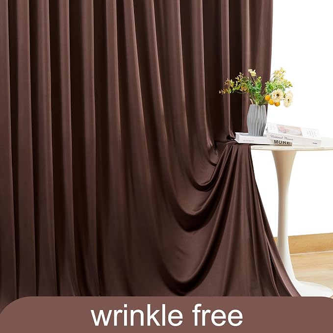 6 Panels Brown Backdrop Curtain for Parties Wedding Wrinkle Free Brown Photo Curtains Backdrop Drapes Fabric Decoration for Birthday Party Baby Shower 30ft(W) x 10ft(H) - Image 6