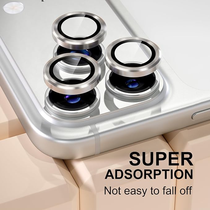 Misea Compatible for iPhone 17 Pro/iPhone 17 Pro Max Camera Lens Protector | 9H Tempered Glass Ultra HD Bling Camera Screen Protector Cover Metal Individual Ring Accessories, Natural Titanium - Image 6