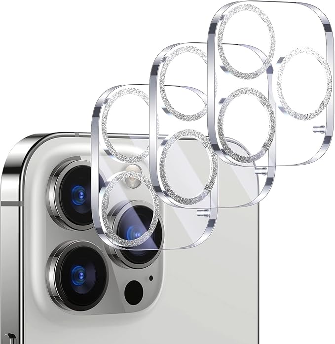 UniqueMe 3 Pack for iPhone 14 Pro Max/14 Pro Camera Lens Protector-Silver | Scratch-Resistant, Case Friendly by UniqueMe