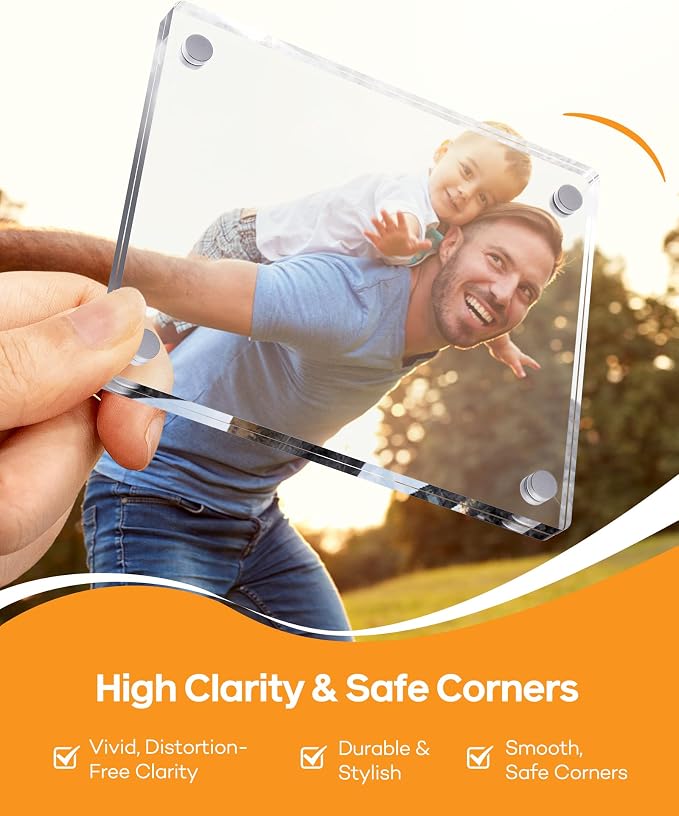 2Pcs Car Visor Photo Clip, 3"x 3.5" Magnetic Square Picture Frame for Car Sun Visor – Clear Acrylic Display for Family or Pet Photos, Easy Clip-On Photo Holder for Car Interior, Auto Accessories Gift for Drivers Mother's Day,Father's Day - Image 3