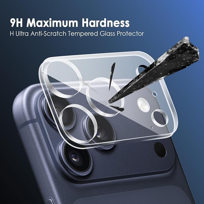 FanTEK Camera Lens Protector Compatible with iPhone 17 Pro, 9H Tempered Glass Camera Screen Cover, Ultra HD Clear Acrylic Full Coverage Guard, Case Friendly - Image 3