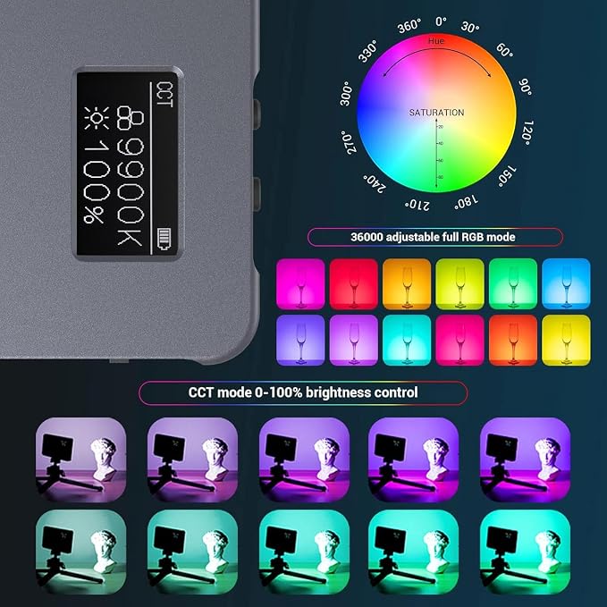 P96L RGB Video Light by SmallRig, Portable Metal LED Camera Light, 2500-8000K, 21 Effects, CRI 96+, OLED Display, Photo and Video Lighting, Long Battery Life, Fits Phone and Camera (Pack of 2) - Image 2