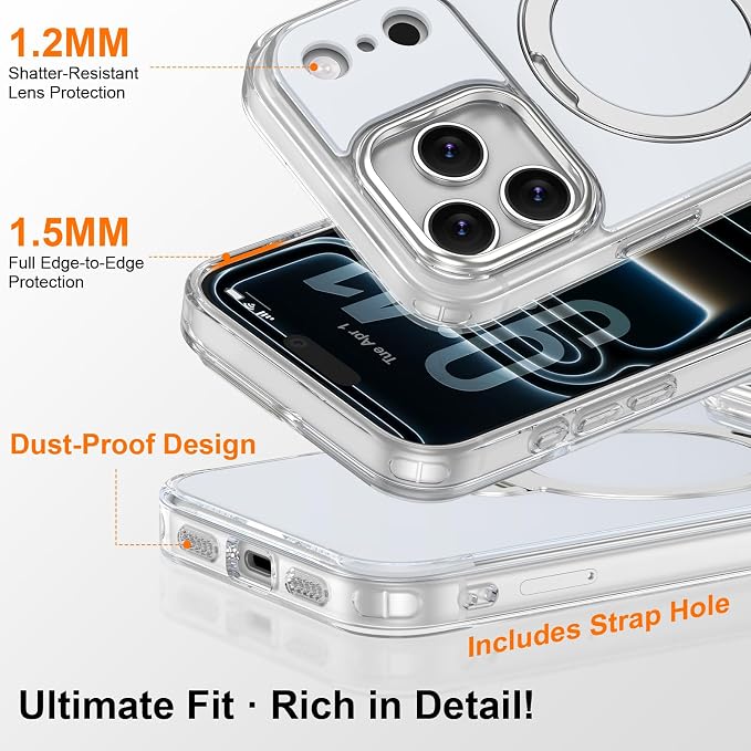 iPhone 17 Pro Max Case 360° Magnetic Ring Stand, [Compatible with MagSafe] | [Military Drop Protection] Shockproof Slim Phone Case for iPhone 17 Pro Max 6.9'' Magnetic Phone Cover Invisible Kickstand - Image 6