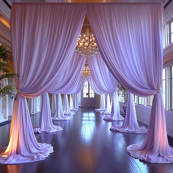 20x10ft Wrinkle Free Lavender Backdrop Curtain for Parties Soft Fabric Drapes Wedding Curtain Backdrop for Birthday Party Decorations Background for Photography 5x10ft,4 Panels - Image 8