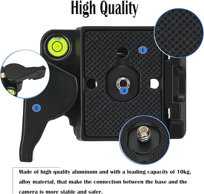 323 RC2 Quick Release Plate Adapter, Rapid Connect Adapter with Quick Release Plate Compatible for Manfrotto Monopod, Manfrotto Tripod Ball Head and Tripod - Image 3