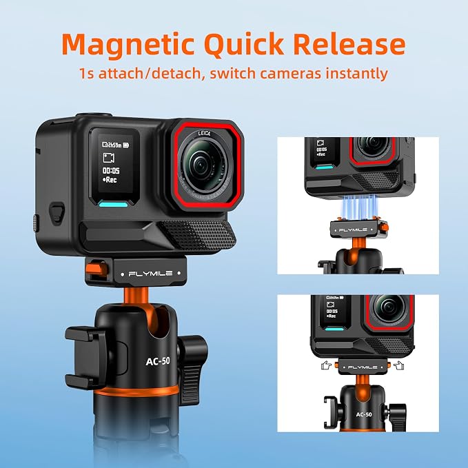 BRDRC Tripod for Insta360 X5 ACE Pro 2, 21” Selfie Stick Quick Release Extension Rod Mini Table Desk Portable Handle Grip Stand with Remote Controller for Insta 360 X5 X4 Air, ACE Pro 2 Accessories - Image 4