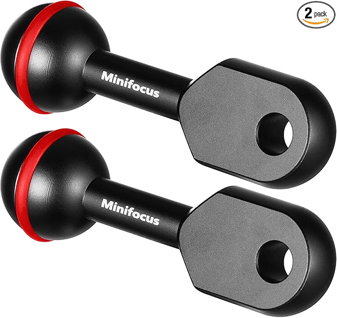 MINIFOCUS 1" Ball to YS Head Clip Arm, 2PCS 3.35"/8.5cm Aluminum Alloy YS Head Adapter Lightweight Arm Underwater Photography Lighting System Connector for Diving Strobe/Video Light by MINIFOCUS
