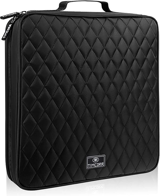 160 Capacity Black Plastic CD DVD Case Organizer with PVC Panel for Portable Storage and Travel by TIMCORR