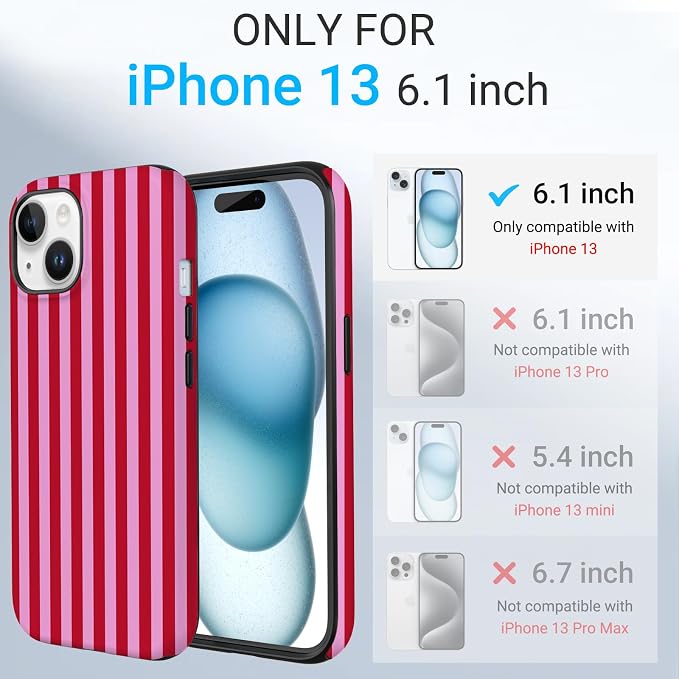 TPU Phone Case for iPhone 13, MagSafe Wireless Charging Compatible, Shockproof Slim Fit Protective Cover with Anti-Yellowing & Raised Camera Protection (Stripes 4, iPhone 13) - Image 2