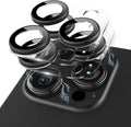 Compatible for iPhone 15 Pro/iPhone 15 Pro Max Camera Lens Protector, Clear Acrylic Plus Aluminium Alloy Ring 9H Tempered Glass Screen Camera Cover, Black+Black by KANOSAN