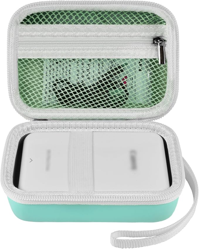 Case for Canon Ivy 2 / CLIQ+2/ CLIQ 2/ for KODAK Step Mini Photo Printer | Hard-shell EVA case, Zippered Mesh Pocket Fits Photo Paper & Cable, Securing Straps, Detachable Handle, Case Only, Green by Againmore