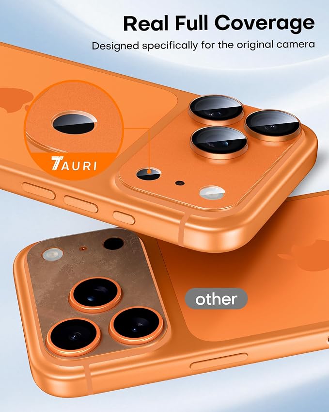 TAURI 2 Pack for iPhone 17 Pro Camera Lens Protector, Cosmic Orange | Full Coverage Military-Grade Shatterproof, Upgrade AR Anti-Reflection Ultra Clear Transmission & Case Friendly - Image 6