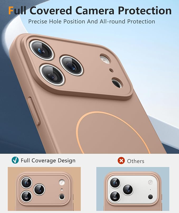 FNTCASE for iPhone 17 Pro Case, Fit for Magsafe, Screen Protector | Full Camera Protection, Integrated Silicone, 14FT Military Grade Drop Proof, Shockproof Protective Phone Cover, Full Gold - Image 4