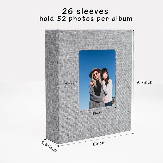 Small Photo Album 5x7 Linen Picture Book, Each Mini 26-Page Album Holds 52 Photos, Art Presentation Folder for Postcards & Picture Storage - Image 5