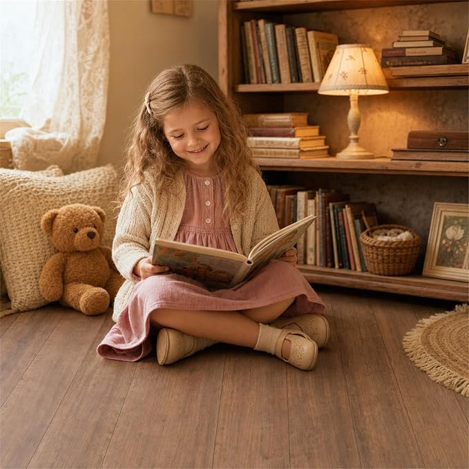 Kate Brown Wood Plank Photography Floor Mat Rubber Photo Studio Backdrop | Warm Natural Timber Texture Non-Slip Floor Drop For Rustic Newborn, Kids, Portrait, Food, Crafts, Product Photography 5x4ft - Image 3