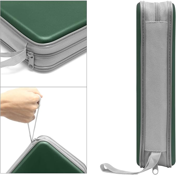Siveit CD/DVD Case Holder, 80 Capacity Hard Plastic Disc Cases Storage Binder for Car, Home, Office, Travel (Dark Green) - Image 3