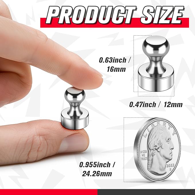 FINDMAG Fridge Magnets, Magnets for Whiteboard, Kitchen, 100 Pack, Silver | Magnetic Push Pins for Photos, Pictures, Refrigerator, Locker, Office Accessories Decorative, Easy to Move - Image 2