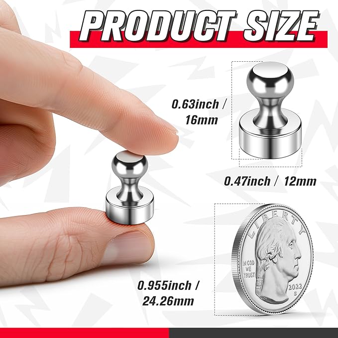 FINDMAG 28 Pack Fridge Magnets, Magnets for Whiteboard, Office, Silver | Refrigerator Magnets Strong for Photos, Pictures, Locker and Office, Accessories Decorative, Easy to Move - Image 2