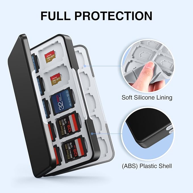 HEIYING SD Card Holder with 80 Precise Slots for SDXC SDHC Micro SD Cards | Portable Game Cards Case, Hard ABS Shell with Soft Silicone Lining, Precise Card Slots,Magnetic Closure for Easy Access - Image 4