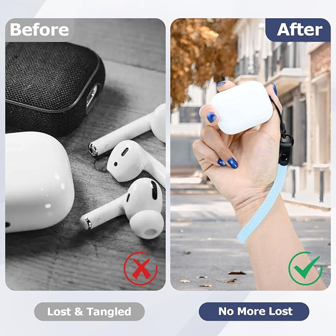Elastic Nylon Wrist Lanyard for AirPods Case, Anti-Lost Strap for AirPods 1/2/3/Pro/Pro 2 Charging Case, Multi-Functional Wrist Strap for Phones Keys Cameras Small Gadgets, Sky Blue - Image 5