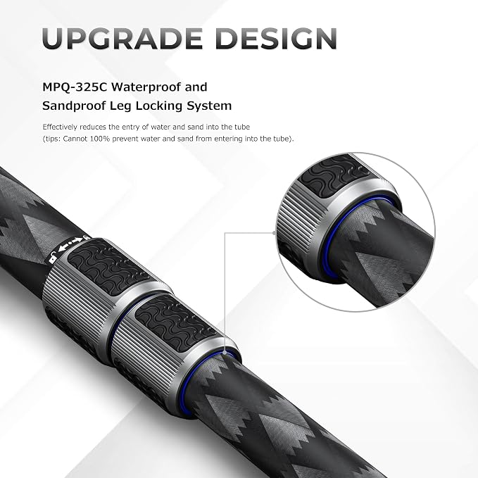 LEOFOTO Camera Monopod Carbon Fiber Portable Compact Lightweight Travel Monopod with Wrist Strap, Silicone Handle, Twist Locks, 5-Section up to 165cm, Max Load 15kg，Black(MPQ-325C) - Image 4