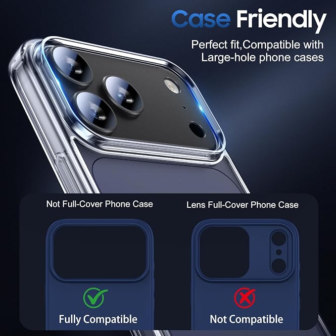 UniqueMe for 3 Pack iPhone 17 Pro Camera Lens Protector - All Black | Drop Protection, Case Friendly, Acrylic Material, Camera Cover Screen, Update New Version - Image 6