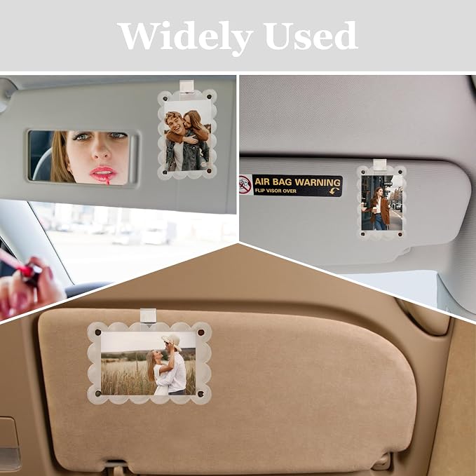 2Pcs Magnetic Car Visor Photo Holder, Scalloped Transparent, 2.4 x 3.5 in | Clear Acrylic Car Picture Frame, Personalized Picture Frame Clip for Sun Visor, For Family, Pets, Travel Photos - Image 7