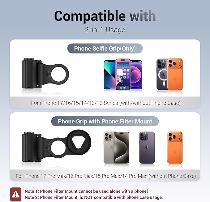 JJC 67mm iPhone Variable ND2-128 Filter with Magnetic Camera Grip Kit | Compatible with iPhone 17 16 15 14 Pro Max, Includes Wireless Remote Control, with 1/4" Tripod Screw for Video Recording - Image 4