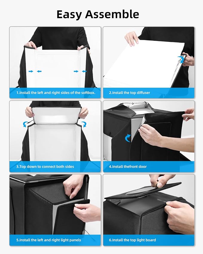 Portable Light Box Photography 20"x 20" Upgrade Dimmable Photo Soft Box | Large Studio for Jewelry & Small Products. 1222 CRI97 LEDs True Color, Dimmable. Sturdy Build, 4 Backdrops, 10s Fold Setup - Image 6