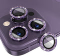 Choiche for iPhone 14 Pro/iPhone 14 Pro Max Camera Lens Protector | Ultra HD, Bling 9H Tempered Glass Camera Cover Screen Protector Metal Ring Decoration Accessories (Glitter-Purple) by Choiche