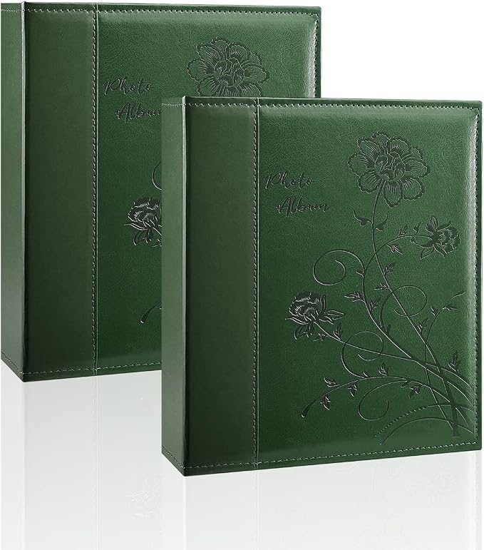Artmag Photo Album 5x7 2 Packs Clear Pages Pockets Leather Cover Slip Slide in Photo Album Book Each Holds 50 Vertical 5x7 Photos Picture Book for Wedding Family (Dark Green) by Artmag